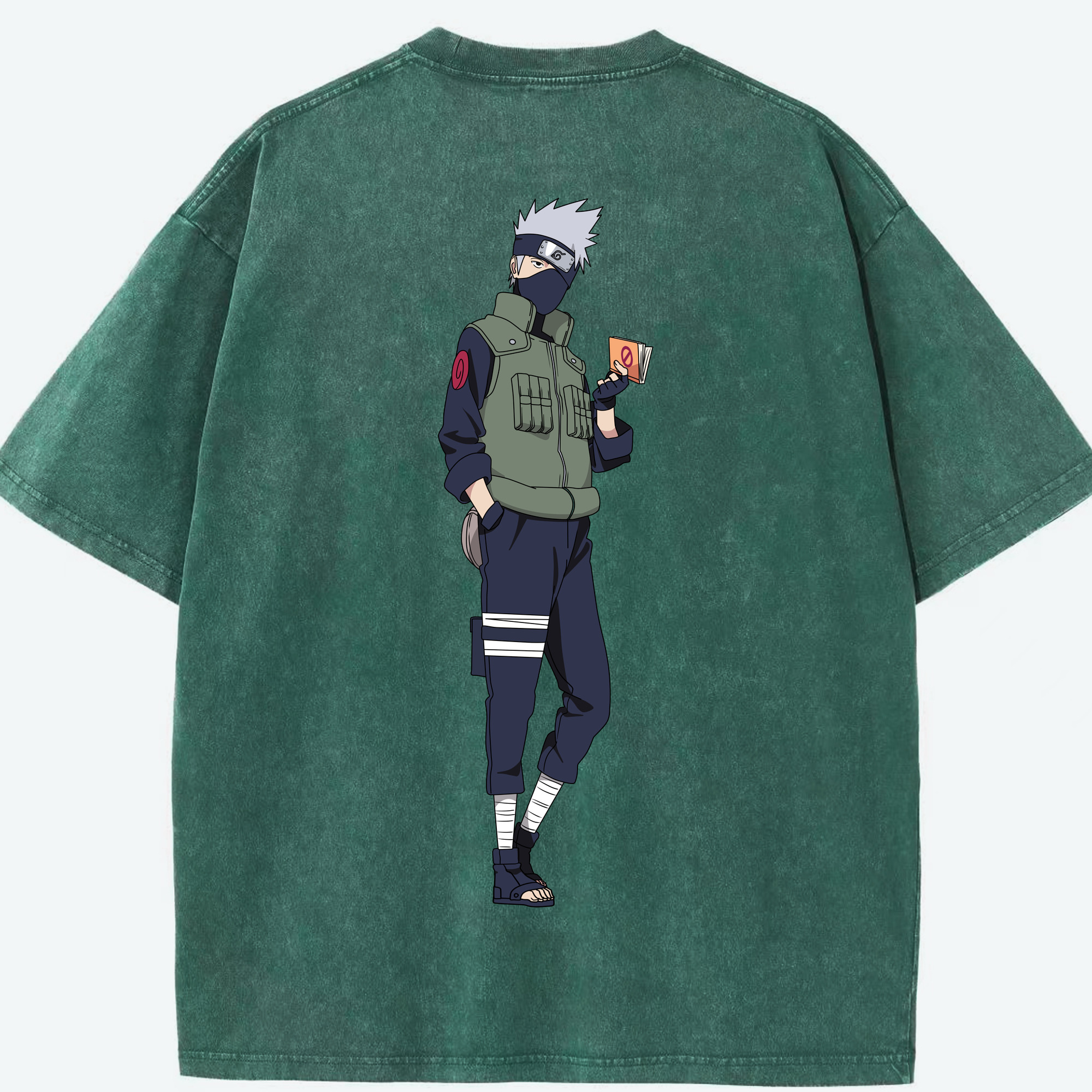 （画像用） NARUTO -ナルト- はたけ カカシ Hatake Kakashi 綿100% ヴィンテージ風 半袖Tシャツ（背面プリント）